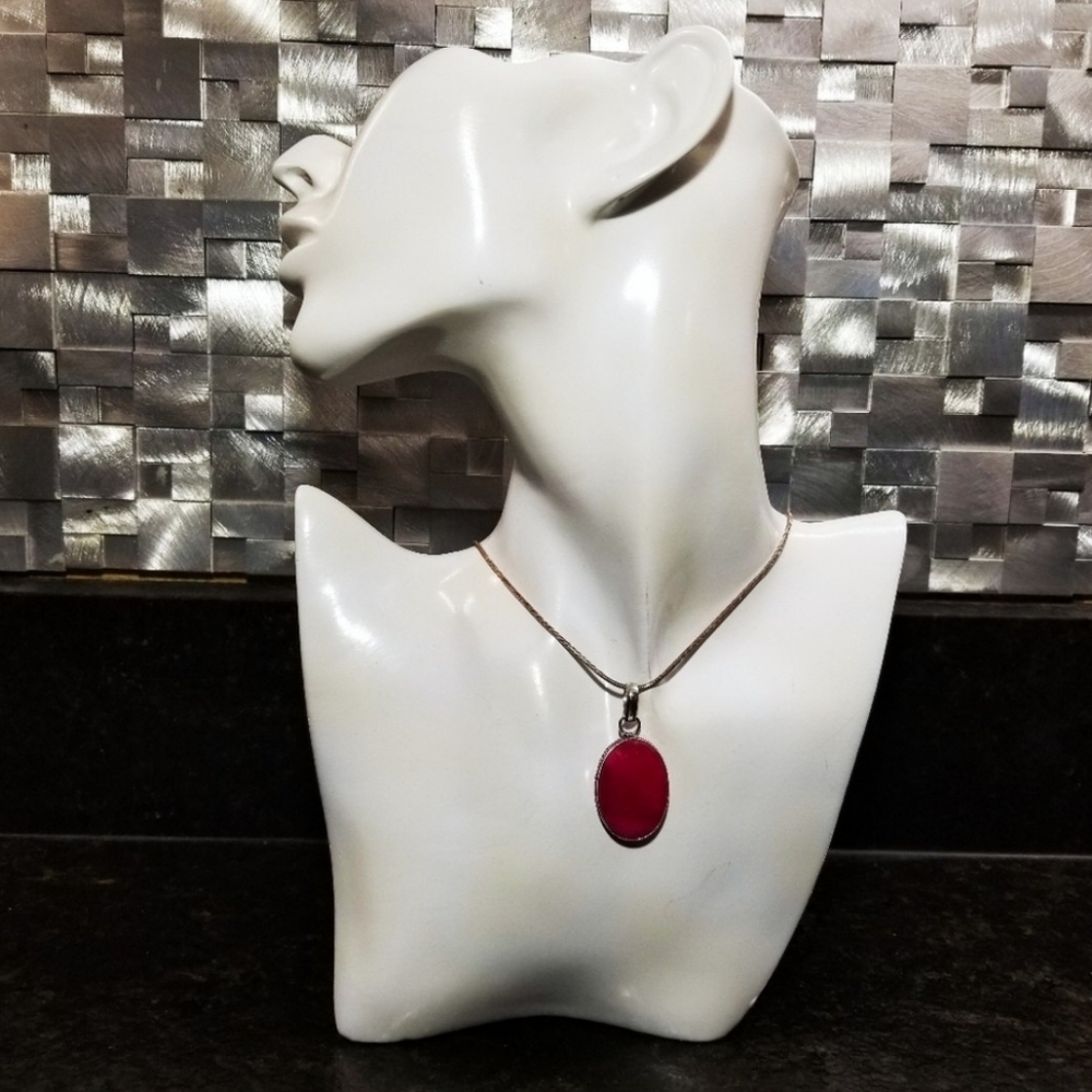 Faceted Ruby Gemstone 925 Silver Overlay - image 4